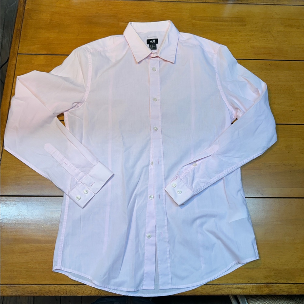 H&M Pale Pink Men's Long-Sleeve Dress Shirt